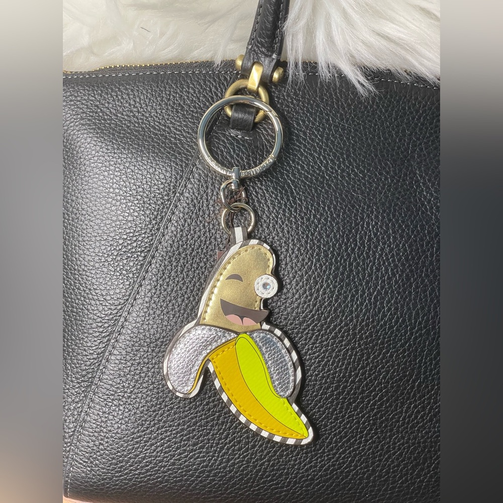 henri bendel Metallic Silver & Yellow Banana Keychain Bag Charm - Picture 5 of 5